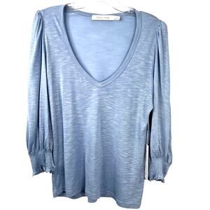 Bishop + Young NWT Women's Top Flowerchild Tee Azul Long Puff-Sleeves Size Small